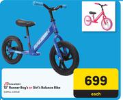 Raleigh 12" Runner Boys Or Girl's Balance Bike-Each