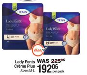 Tena Lady Pants Creme Plus Sizes M-L-Per Pack