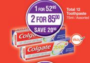 Colgate Total 12 Toothpaste Assorted-For 2 x 75ml