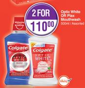 Colgate Optic White OR Plax Mouthwash Assorted-For 2 x 500ml