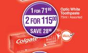Colgate Optic White Toothpaste Assorted-For 2 x 75ml