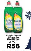 Sunlight Original Dishwashing Liquid-For 2 x 750ml