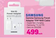 Samsung Galaxy Gamma Travel Adaptor 15W With Cable-Each