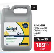Sunlight 5L Professional Dishwashing Liquid-Each