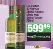 Glenfiddich 12 Year Old Special Reserve Single Malt Scotch Whisky-750ml