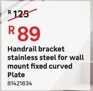 Handrail Bracket Stainless Steel For Wall Mount Fixed Curved Plate
