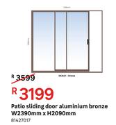 Patio Sliding Door Aluminium Bronze W 2390 mm x H 2090 mm