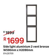Side Light Aluminium 2 Vent Bronze W 590 mm x H 2090 mm