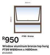 Window Aluminium Bronze Top Hung PT99 W 890 mm x H 890 mm