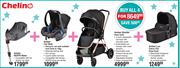 Chelino Amber Base + Car Seat + Stroller + Carry Cot-All For 4