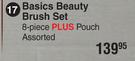Basics Beauty 8 Piece + Pouch Assorted Brush Set