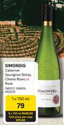 Simonsig Cabernet Sauvignon Shiraz, Chenin Blanc Or Rose-750ml