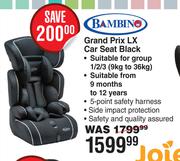 Bambino Grand Prix LX Car Seat Black