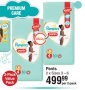 Pampers Pants 2 Pack Value Pack Sizes 3-6-Per 2 Pack