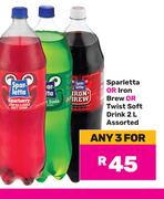 Sparietta Or Iron Brew Or Twist Soft Drink Assorted-For Any 3 x 2Ltr
