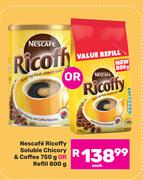 Nescafe Ricoffy Soluble Chicory & Coffee 750g Or Refill 800g-Each