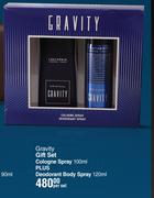Gravity Gift Set Cologne Spray 100ml Plus Deodorant Body Spray 120ml-Per Set