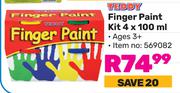Teddy Finger Paint Kit 569082-4 x 100ml
