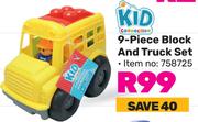 Kid Connection 9-Piece Block And Truck Set 758725