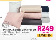Always Home 3 Piece Plain Queen Comforter Set-Per Set