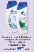 Head & Shoulders Shampoos Or Conditioners 200ml Or 600ml-Each