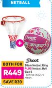 Shoot 38cm Netball Ring Plus Netball Ball (Size 5)-For Both