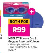 Medley Silicone Cap & Goggles (Assorted Colours)-For Both