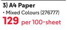 Butterfly A4 Paper Mixed Colours 276777-Per 100-Sheets