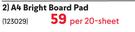 Ultra Image A4 Bright Board Pad 123029-Per 20-Sheets