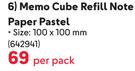 Butterfly Memo Cube Refill Note Paper Pastel 642941-Per Pack