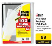 Flip File A4 Filing Pockets 100-Pack 1607463-Per 100-Pack
