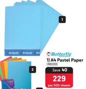 Butterfly A4 Pastel Paper 38020-Per 500-Sheets