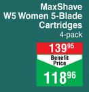 MaxShave W5 Women 5-Blade Cartridges 4 Pack-Per Pack