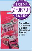 SuperMax For Women 3-Blade Disposable Razors 5 Pack-For 1