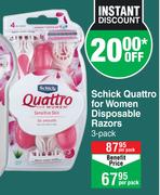 Schick Quattro For Women Disposable Razor 3 Pack-Per Pack