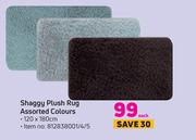 Shaggy Plush Rug Assorted Colours-120 x 180cm Each