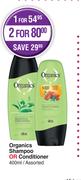 Organics Shampoo Or Conditioner Assorted-For x 400ml 