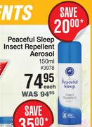 Peaceful Sleep Insect Repellent Aerosol-150ml Each