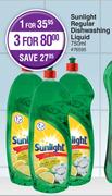 Sunlight Regular Dishwashing Liquid-For 3 x 750ml