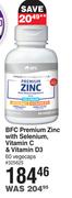 BFC Premium Zinc With Selenium, Vitamin C & Vitamin D3 60 Vegecaps