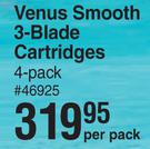 Gillette Venus Smooth 3-Blade Cartridges (4 Pack)-Per Pack
