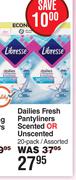 Libresse Dailies Fresh Pantyliners (Scented or Unscented) Assorted-20 Pack