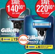 Gillette Mach3+ 3-Blade Turbo Cartridges 8 Pack-Per 