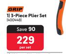 Grip 3 Piece Plier Set-Per Set
