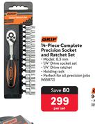 Grip 14 Piece Complete Precision Socket & Ratchet Set 6.3mm-Per Set