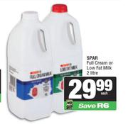 Spar Full Cream Or Low Fat Milk-2L