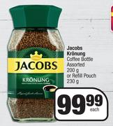 Jacobs Kronung Coffee Bottle 200g Or Refill Pouch 230g-Each