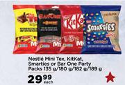 Nestle Mini Tex,Kitkat,Smarties Or Barone Party Packs-135g/180g/182g/189g Each