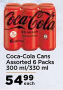 Coca Cola Cans Assorted-6 x 300ml/330ml