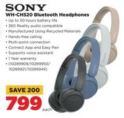 Sony WH-CH520 Bluetooth Headphones-Each